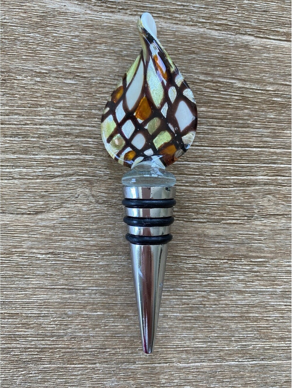 Bottle Stopper Plug Top Ashley Nicole Designs New Wine Chrome Pretty Glass